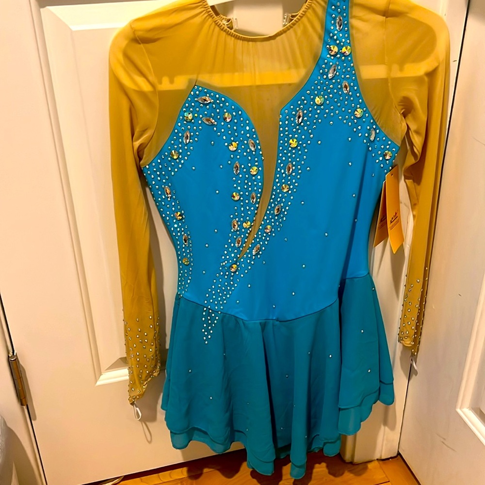 Gorgeous Turquoise Skating Dress NWT girls Sz 14-16